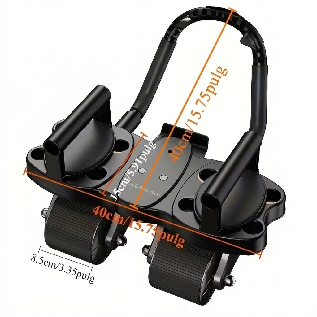 RODILLO ABDOMINAL 3 EN 1 DE 4 RUEDAS 4 CODERAS + TABLERO DE FLEXIONES COLOR NEGRO - 7