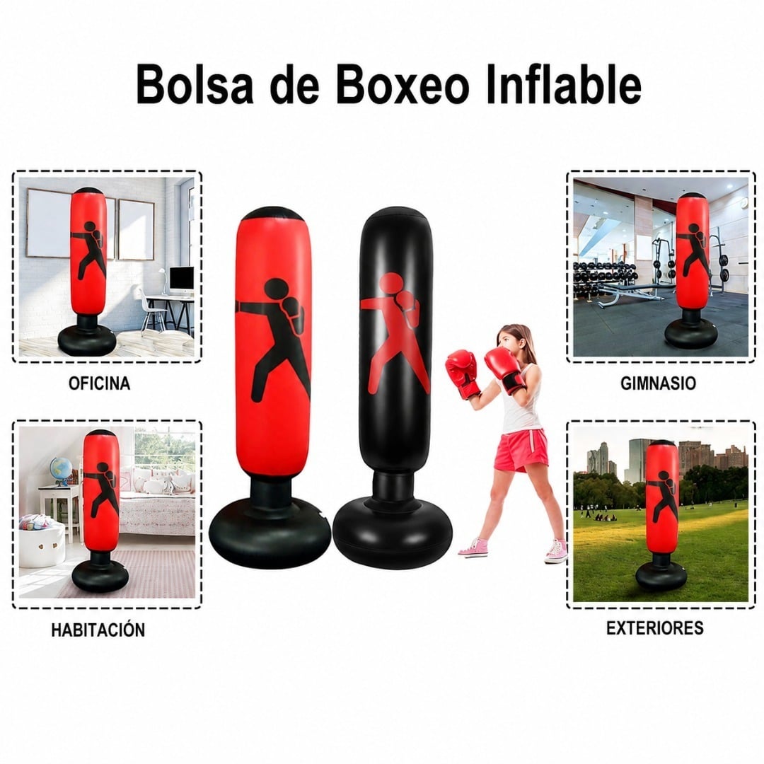 POSTE DE BOXEO INFLABLE INDEPENDIENTE PARA NIÑOS Y ADULTOS ENTRENAMIENTO DE KARATE Y TAEKWONDO 1.55M - 4