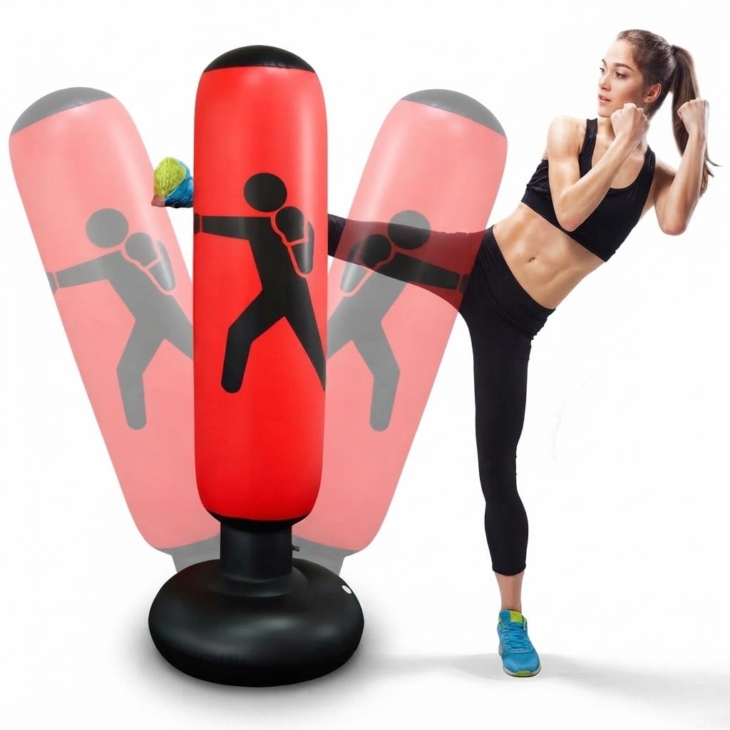 POSTE DE BOXEO INFLABLE INDEPENDIENTE PARA NIÑOS Y ADULTOS ENTRENAMIENTO DE KARATE Y TAEKWONDO 1.55M - 1