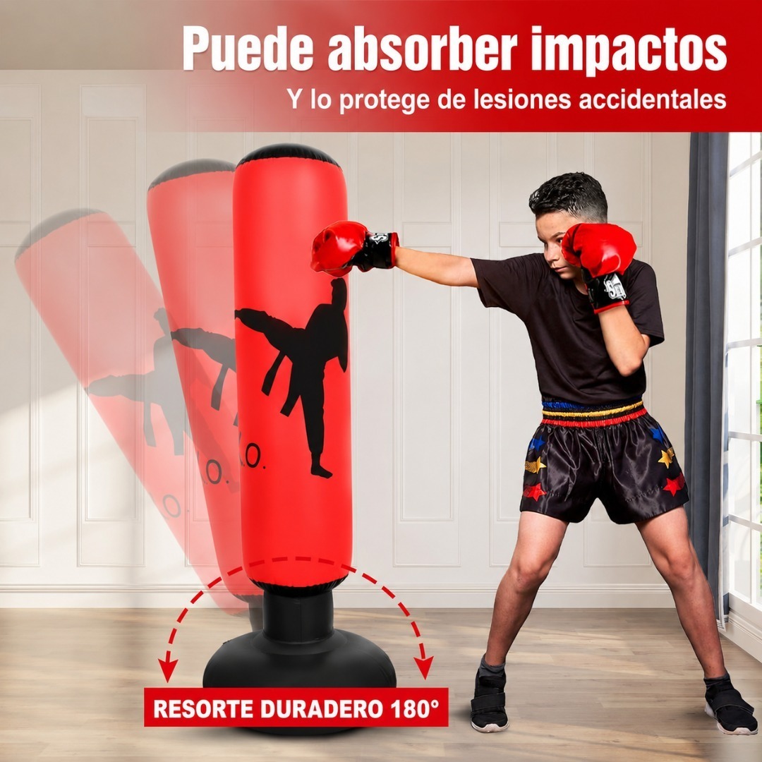 POSTE DE BOXEO INFLABLE INDEPENDIENTE PARA NIÑOS Y ADULTOS ENTRENAMIENTO DE KARATE Y TAEKWONDO 1.55M - 3