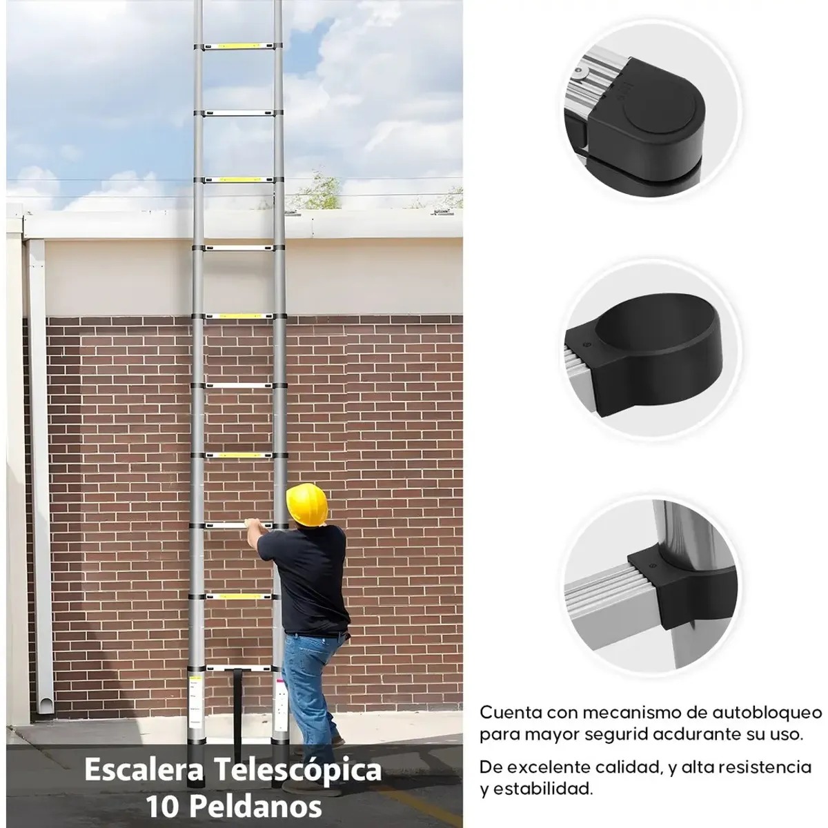 ESCALERA TELESCOPICA RECTA PLEGABLE RETRACTIL 3.90M COD TZ-27 - 3