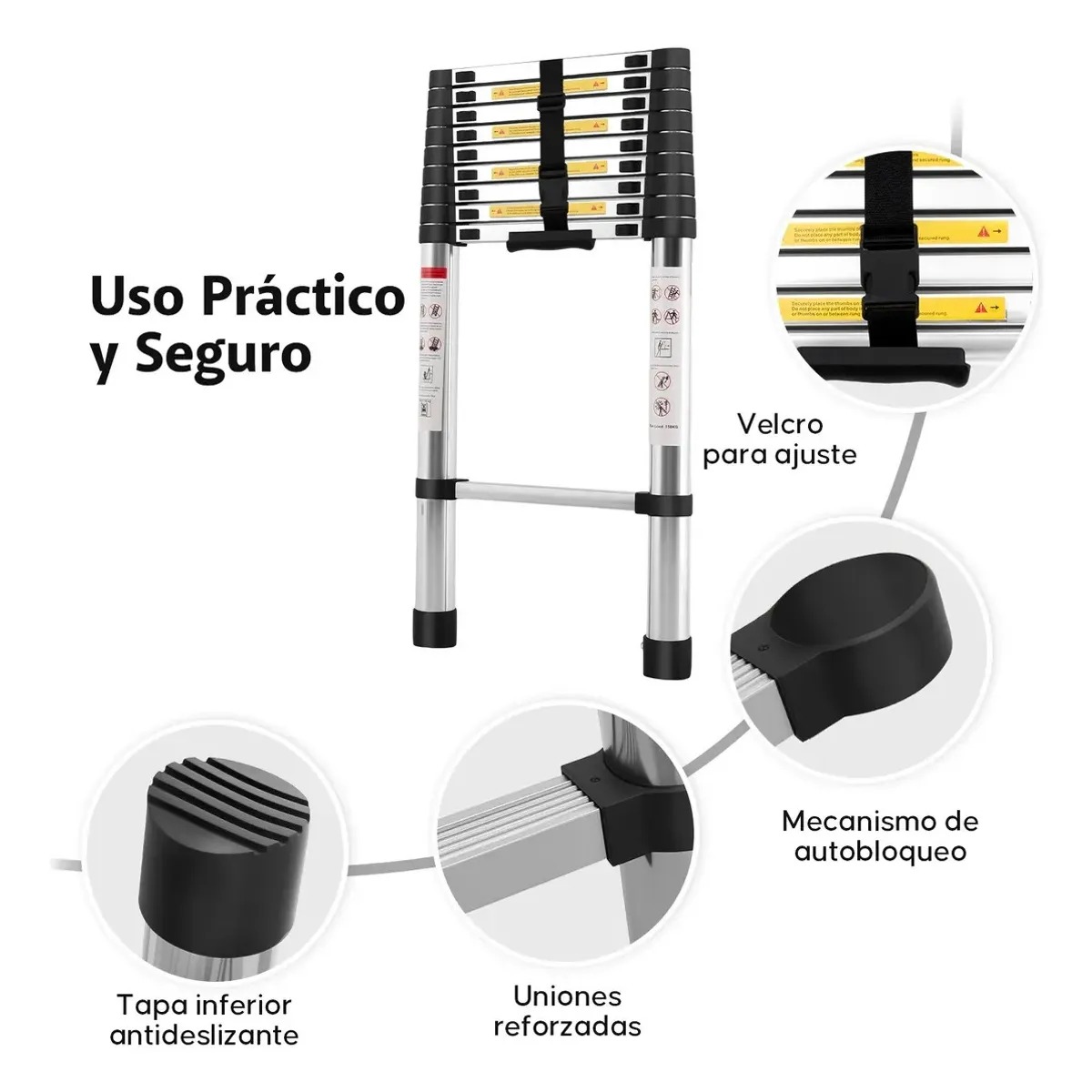 ESCALERA TELESCOPICA RECTA PLEGABLE RETRACTIL 3.90M COD TZ-27 - 5