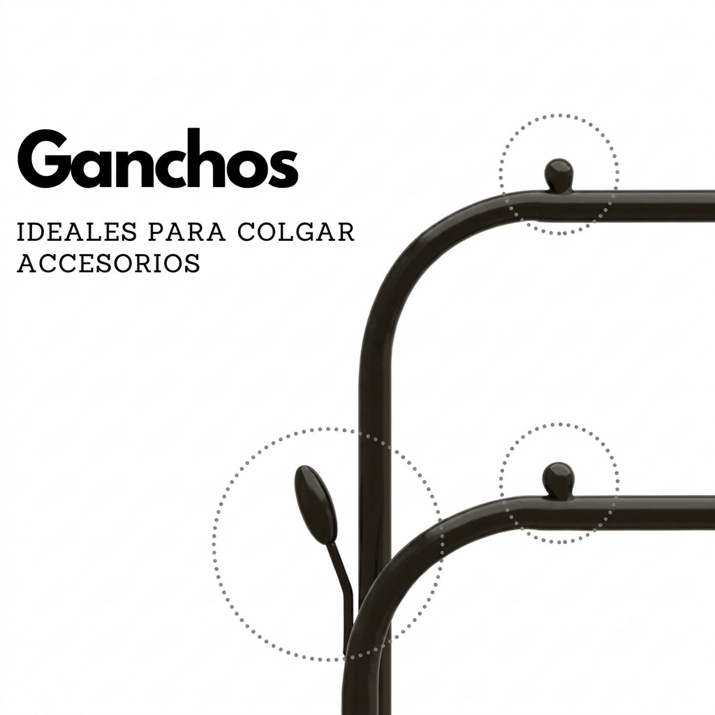 PERCHERO ORGANIZADOR MULTIFUNCIONAL 4 EN 1 CON REPISAS Y RUEDAS/VL-YP-618 100KG - 6