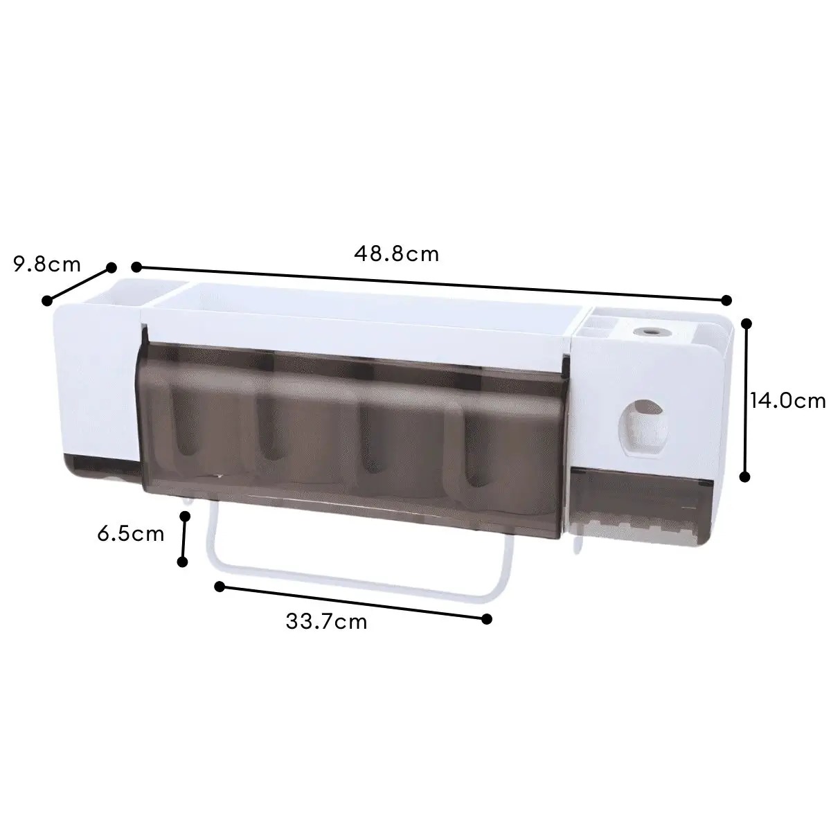 PORTA CEPILLOS MULTIFUNCION DISPENSADOR DE PASTA DIENTES JABON TOALLERO Y 4 VASOS - 6