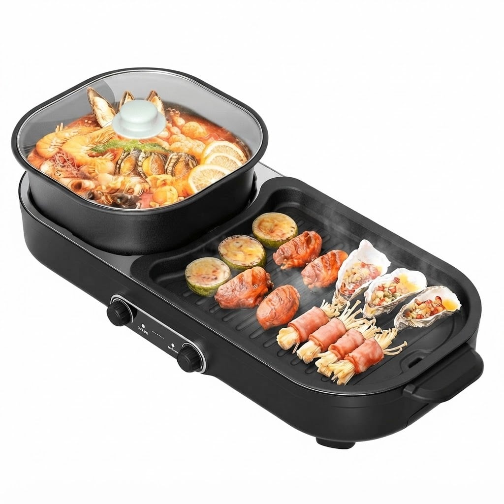 COCINA MULTIFUNCIONAL CON OLLA Y PARRILLA JUNTA ANTIADHERENTE 1550W RAF MOD R5433 - 4