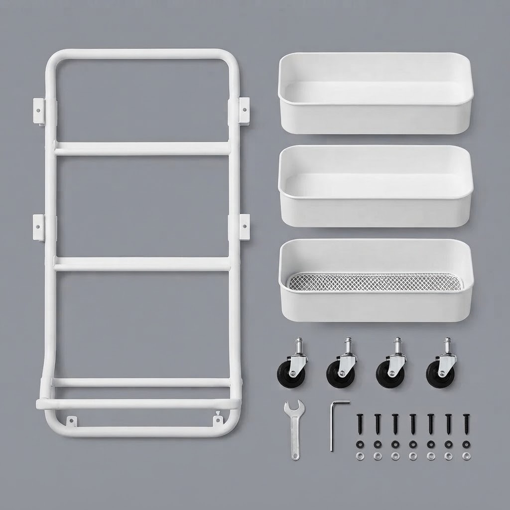 CARRITO ORGANIZADOR MULTIUSO DE 3 NIVELES CON RUEDAS COLOR BLANCO - 5
