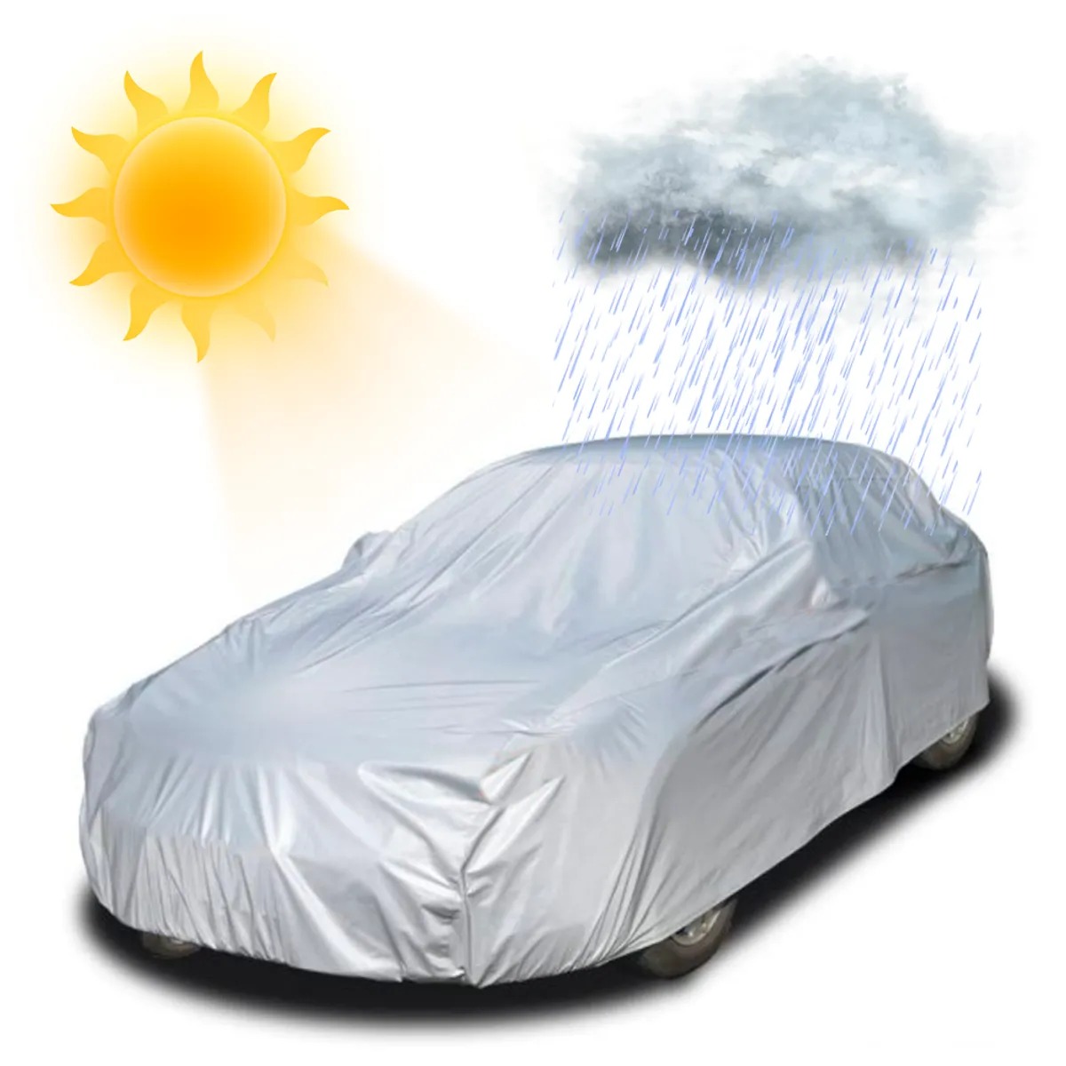 COBERTOR DE LLUVIA FUNDA PARA AUTO PROTECTOR IMPERMEABLE GRIS - 3