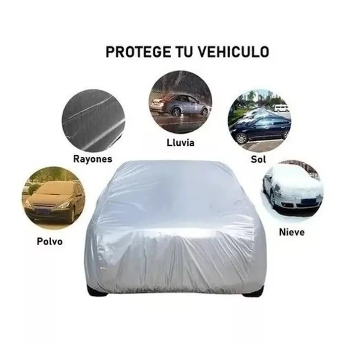 COBERTOR DE LLUVIA FUNDA PARA AUTO PROTECTOR IMPERMEABLE GRIS - 2