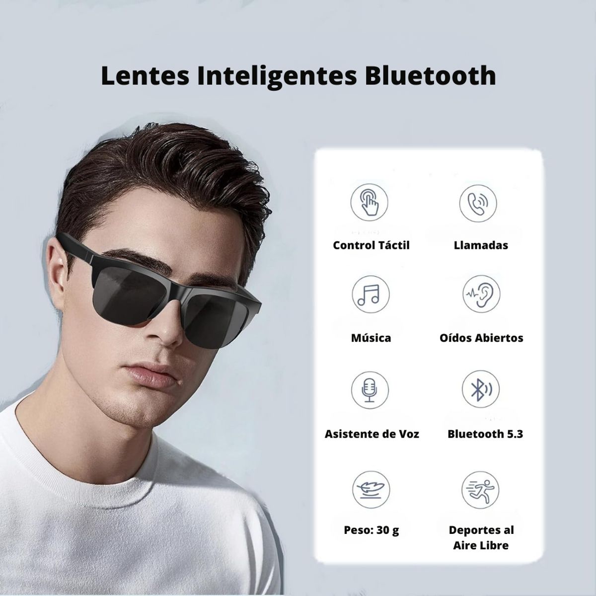 LENTES BLUETOOTH INTELIGENTE CON PARLANTE UV-400 SMART F-06 - 1