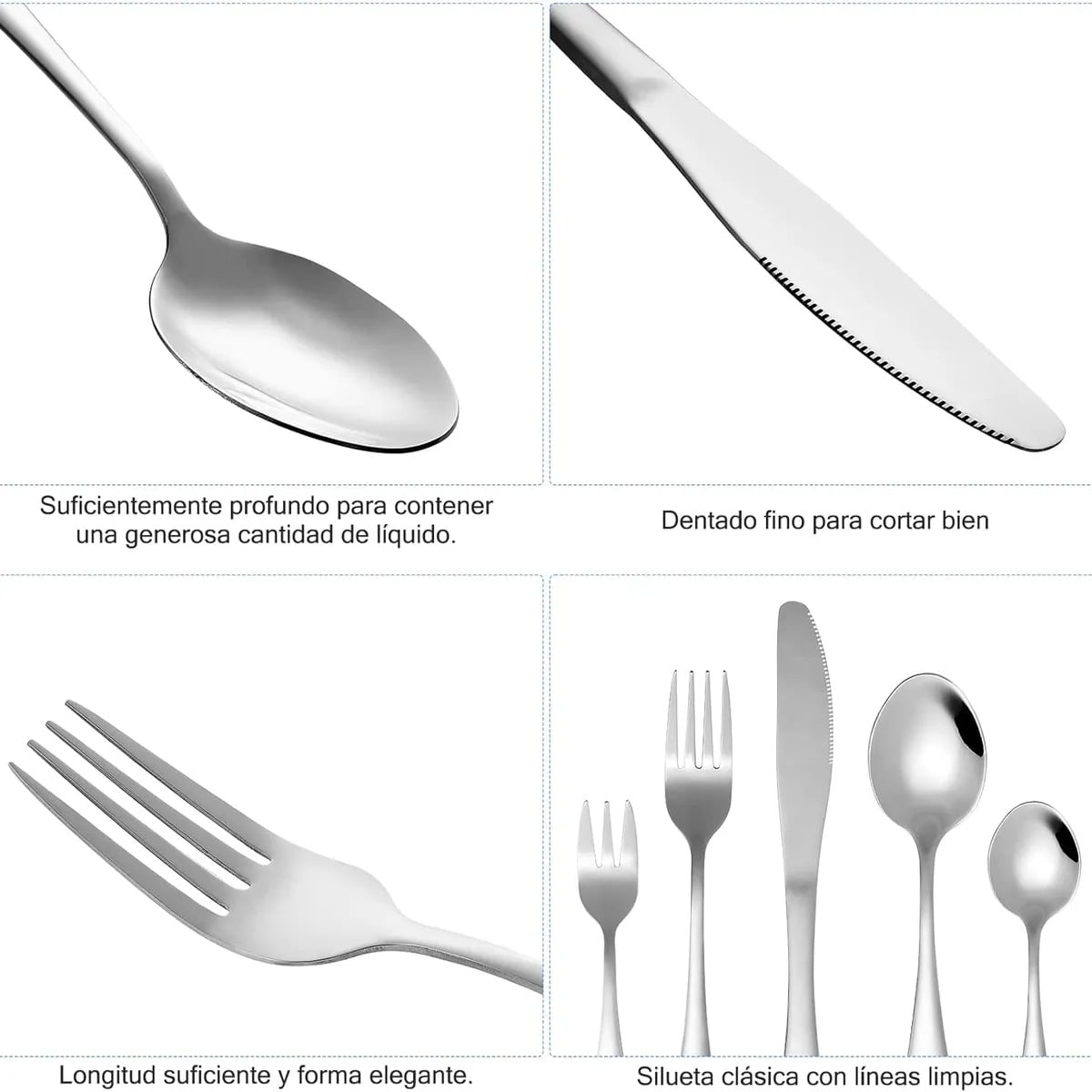 JUEGO DE CUBIERTOS 24 PIEZAS ACERO INOXIDABLE PLATEADO - 5