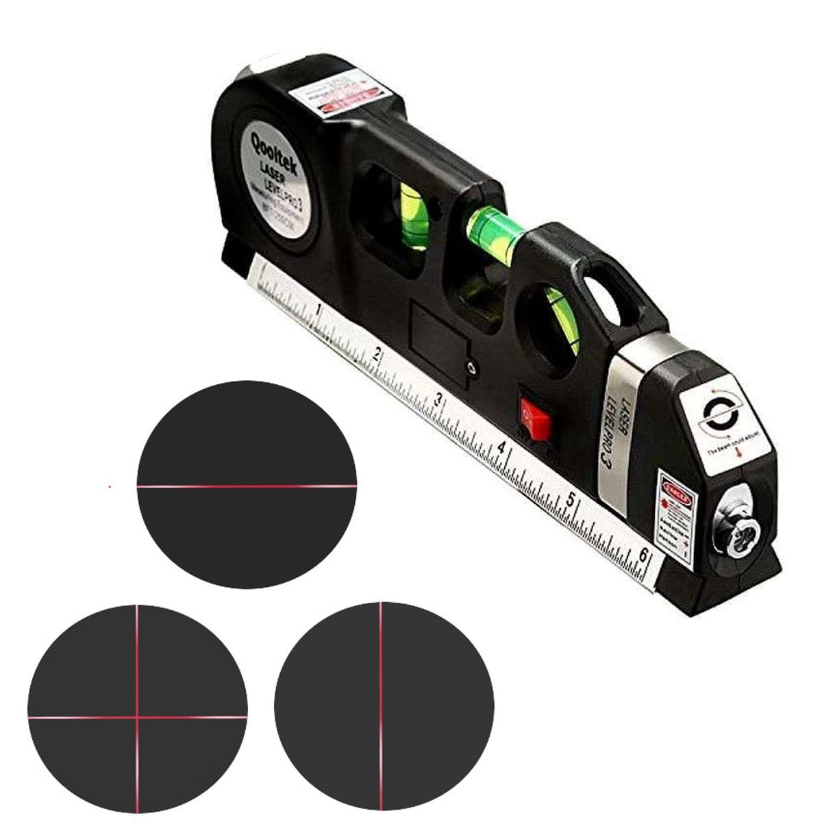 NIVEL LASER DUAL HORIZONTAL VERTICAL EN CAJA + BATERIAS + WINCHA 2.5 MT - 2