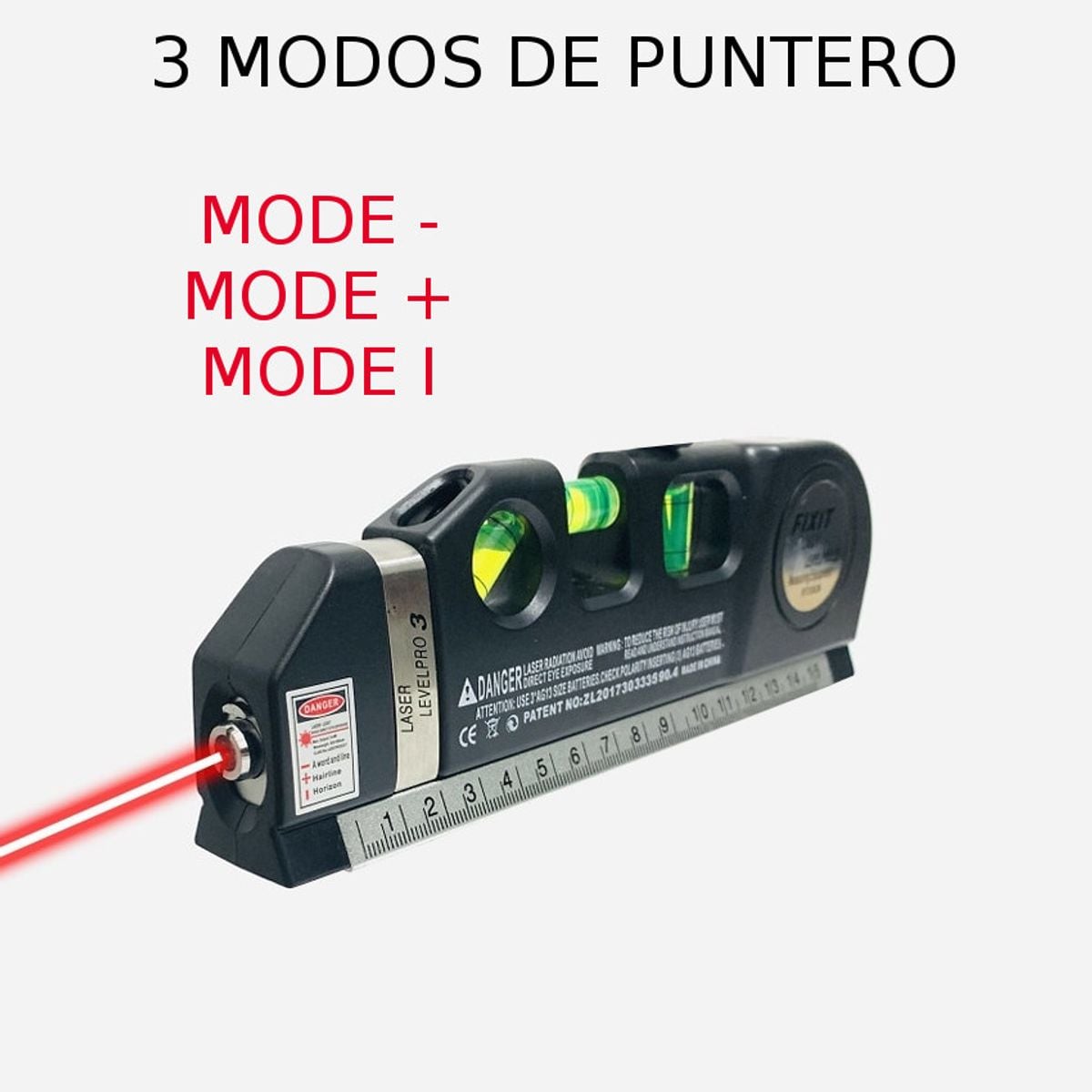 NIVEL LASER DUAL HORIZONTAL VERTICAL EN CAJA + BATERIAS + WINCHA 2.5 MT - 3