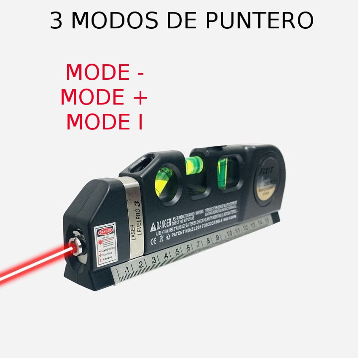 NIVEL LASER DUAL HORIZONTAL VERTICAL EN CAJA + BATERIAS + WINCHA 2.5 MT - 3