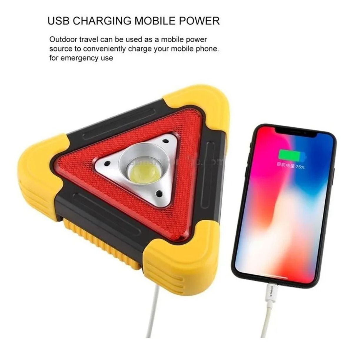 LUZ DE EMERGENCIA TRIANGULO PEQUEÑO LED COB 500 LUMENS MULTIFUNCIONAL PARA AUTO COD HB-6609 - 4