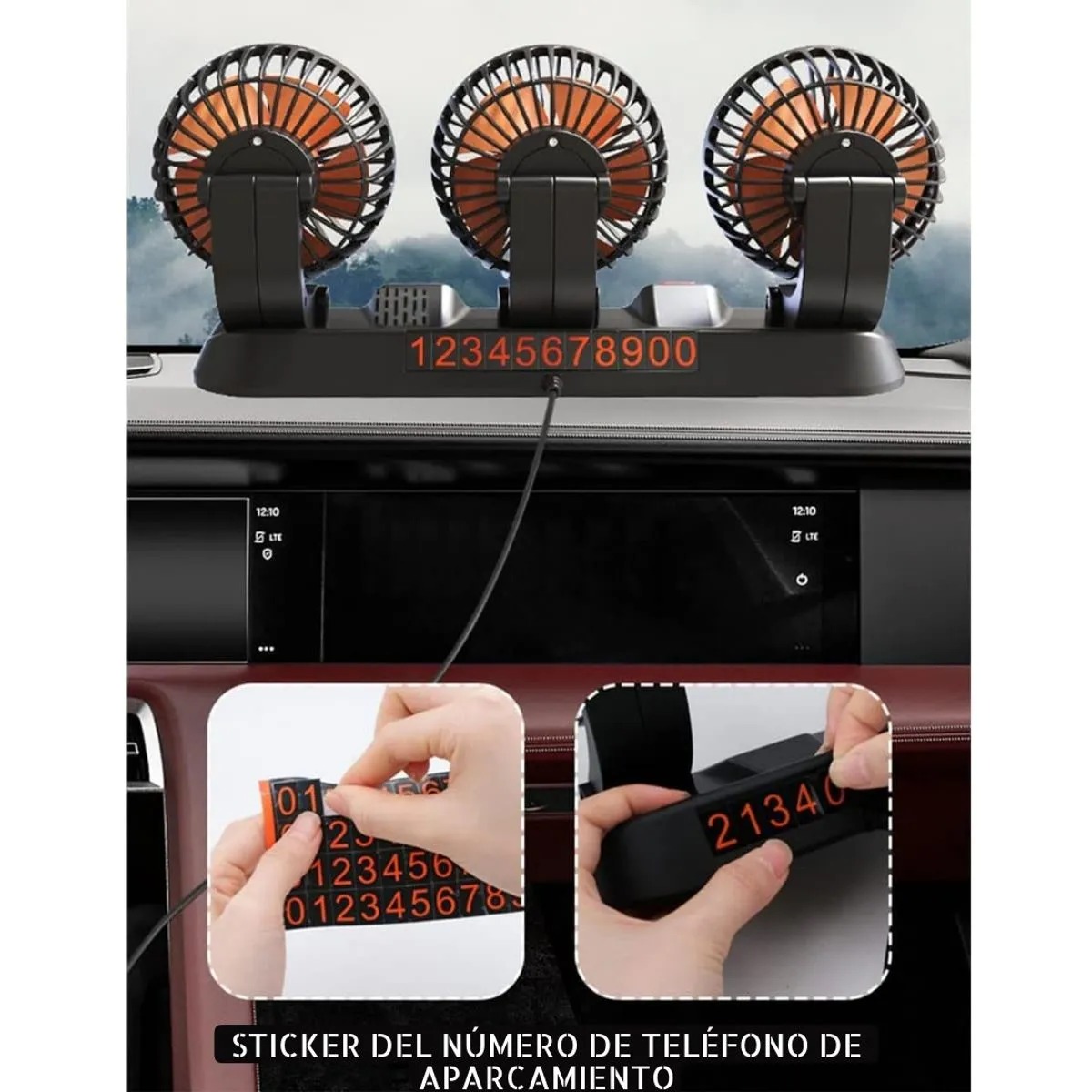 VENTILADOR DE VEHICULO 3 CABEZALES ENTRADA USB RECARGABLE MOD: MY-7158 - 4