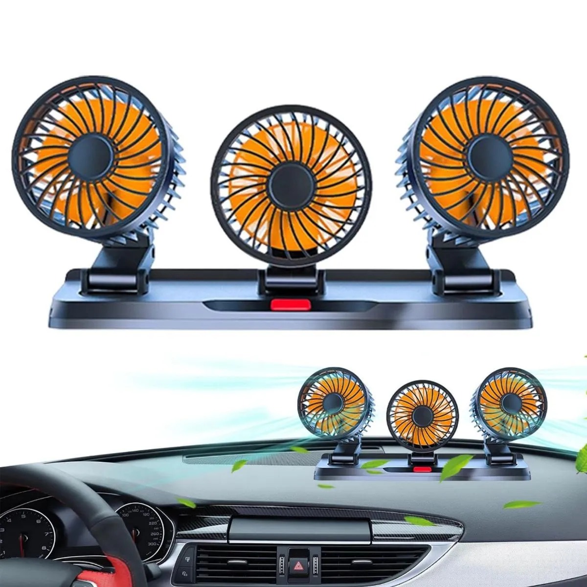 VENTILADOR DE VEHICULO 3 CABEZALES ENTRADA USB RECARGABLE MOD: MY-7158 - 5