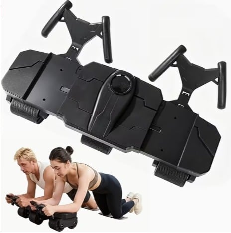 RODILLO ABDOMINAL 6 RUEDAS CON SOPORTE PARA CODOS ENTRENAMIENTO EN PAREJA COLOR NEGRO - 4