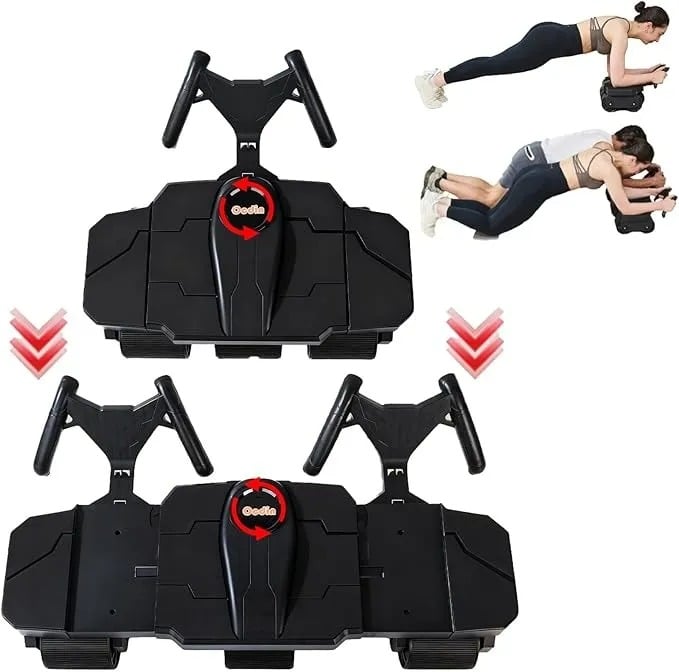 RODILLO ABDOMINAL 6 RUEDAS CON SOPORTE PARA CODOS ENTRENAMIENTO EN PAREJA COLOR NEGRO - 1
