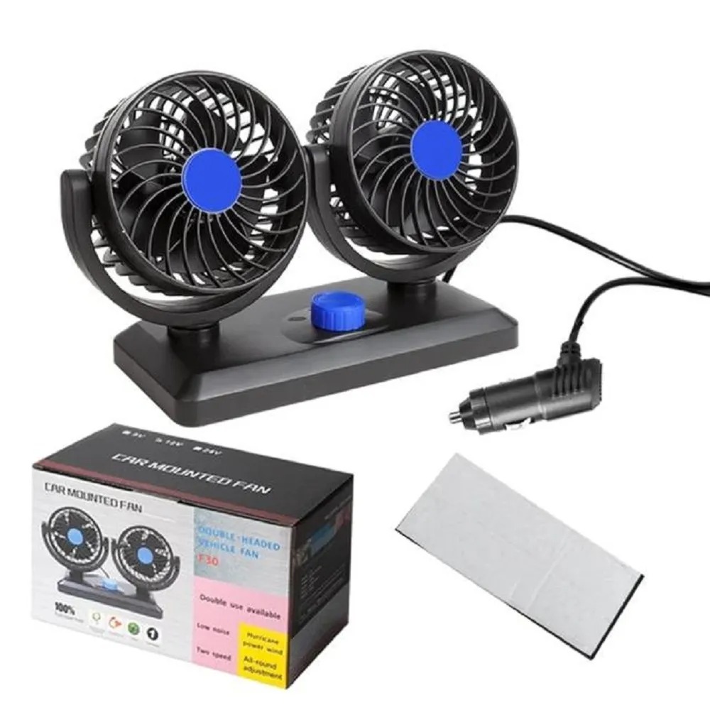 VENTILADOR DE VEHICULO 2 CABEZALES ENTRADA TIPO CIGARRILLO RECARGABLE COD HX-T304 - 1