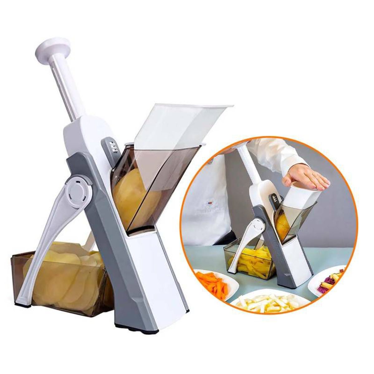 MANDOLINA DE COCINA CORTADOR DE VERDURAS EN CUBOS Y RODAJAS CON CUCHILLAS DE ACERO - 2