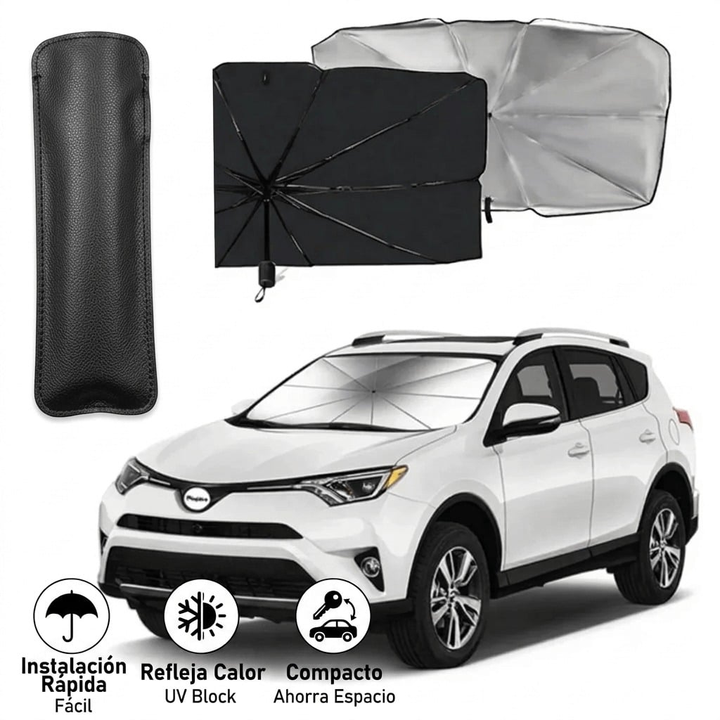 SOMBRILLA TAPA PARABRISAS PLEGABLE PARA AUTO CON PROTECTOR SOLAR UV UNIVERSAL PARA AUTOMOVIL - 2