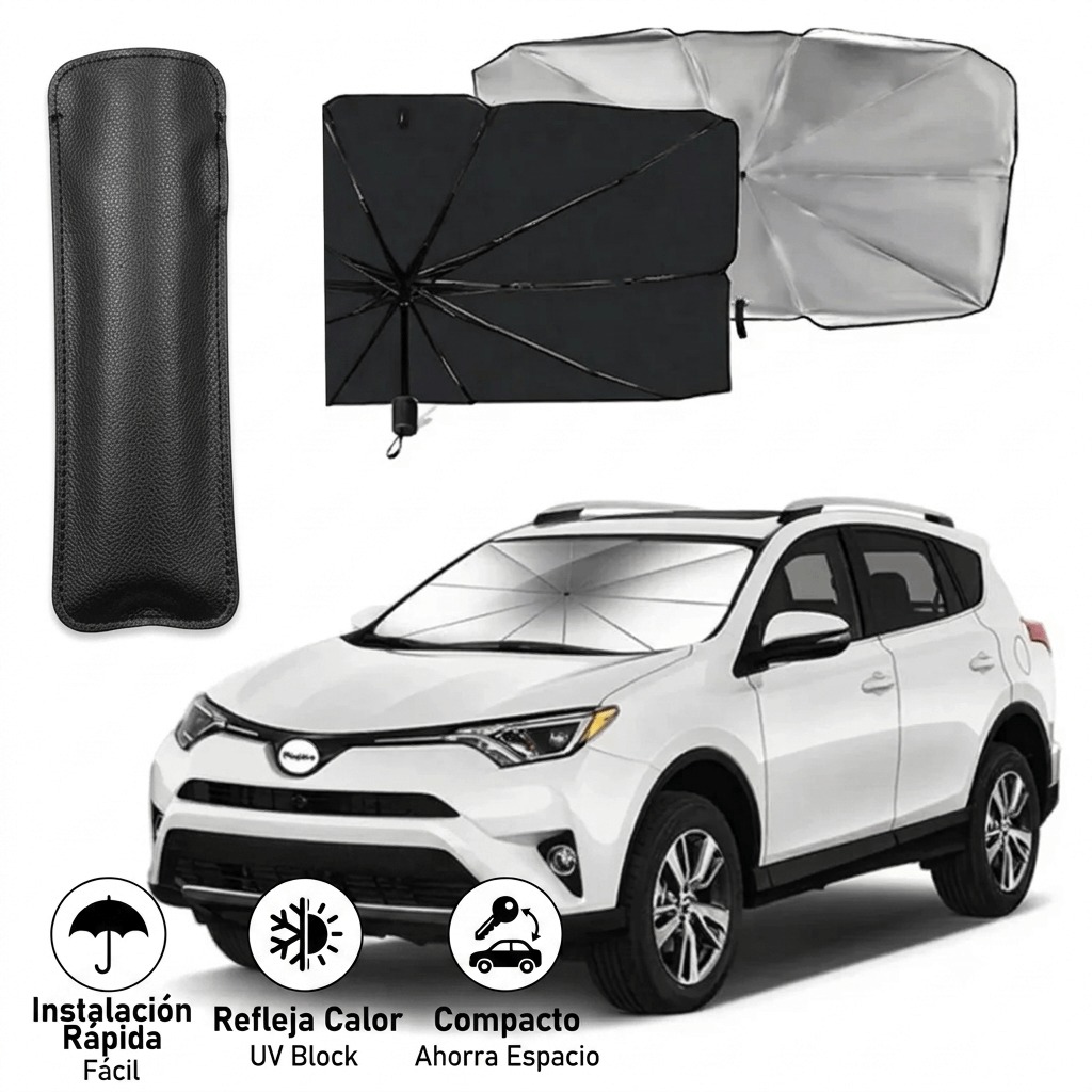 SOMBRILLA TAPA PARABRISAS PLEGABLE PARA AUTO CON PROTECTOR SOLAR UV UNIVERSAL PARA AUTOMOVIL - 2