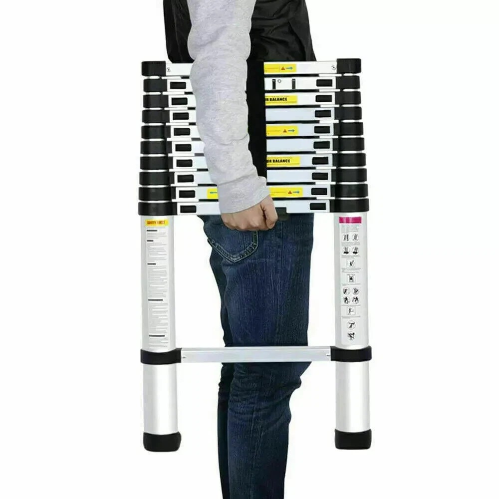 ESCALERA TELESCOPICA 3.2 METROS RETRACTIL PORTATIL CON ANTIDESLIZANTE 11 ESCALONES SOPORTA150 KG - 5