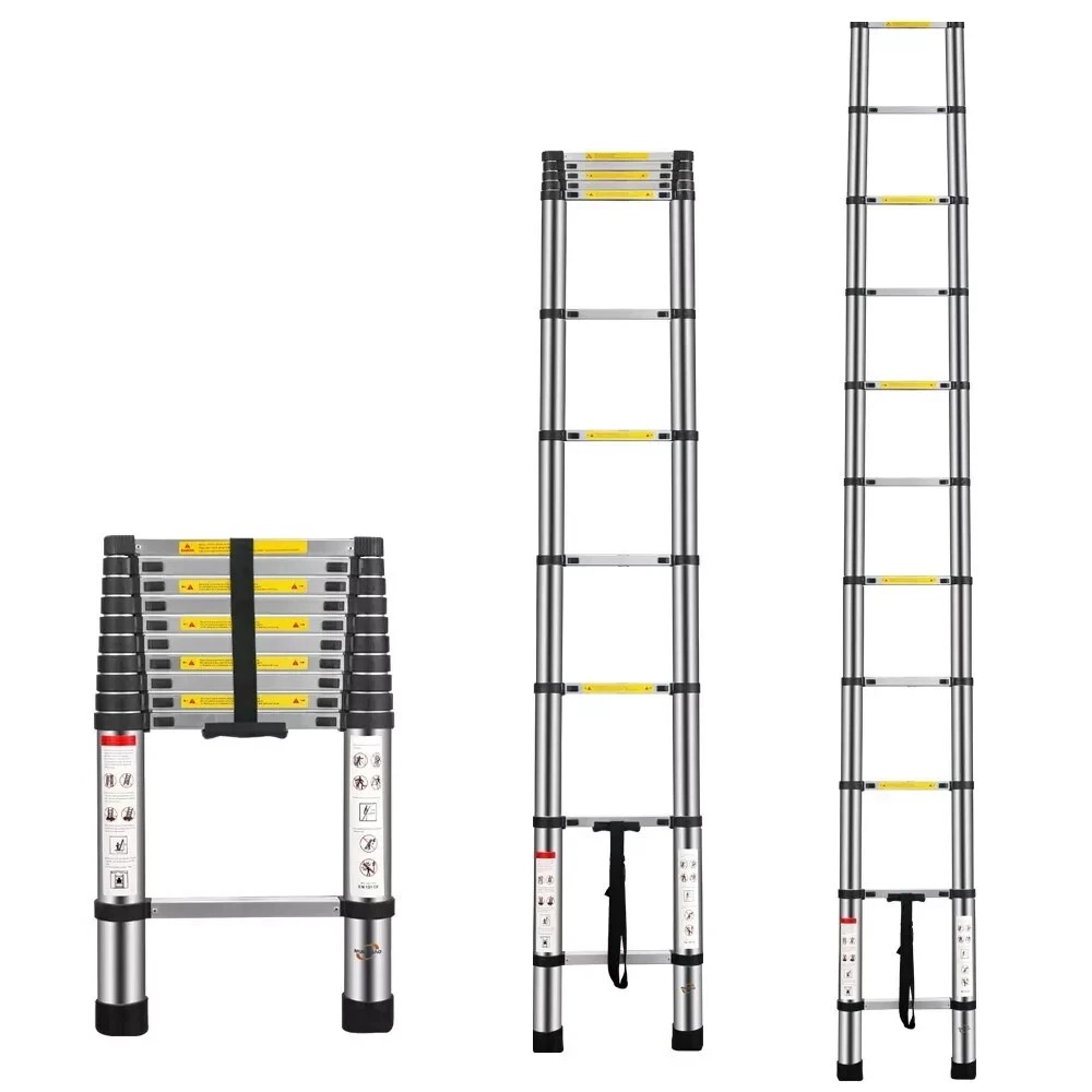 ESCALERA TELESCOPICA 3.2 METROS RETRACTIL PORTATIL CON ANTIDESLIZANTE 11 ESCALONES SOPORTA150 KG - 3