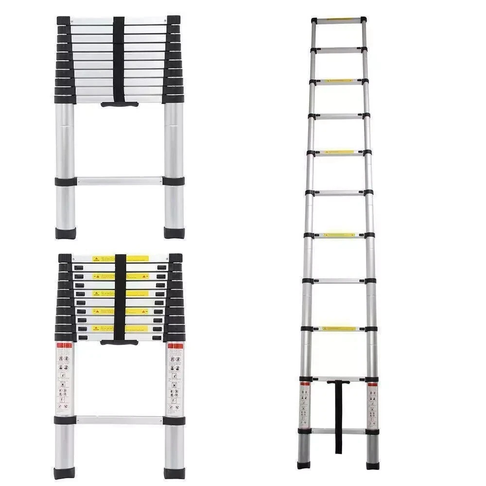 ESCALERA TELESCOPICA 3.2 METROS RETRACTIL PORTATIL CON ANTIDESLIZANTE 11 ESCALONES SOPORTA150 KG - 5