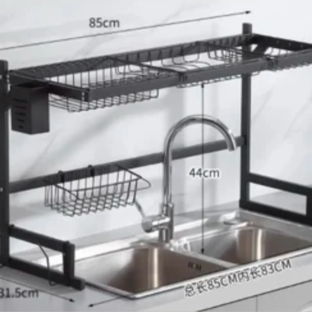 ESCURRIDOR DE PLATOS ORGANIZADOR PARA COCINA METAL 85CM NEGRO - 4