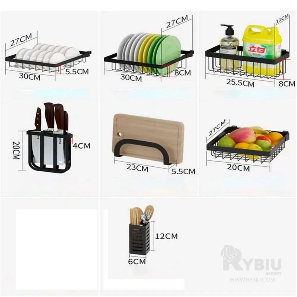 ESCURRIDOR DE PLATOS ORGANIZADOR PARA COCINA METAL 85CM NEGRO - 8
