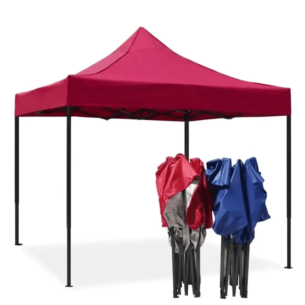 CARPA PARA JARDIN Y EXTERIOR CON TOLDO PLEGABLE DE LONA IMPERMEABLE 3X3 METROS COLOR ROJO - 1