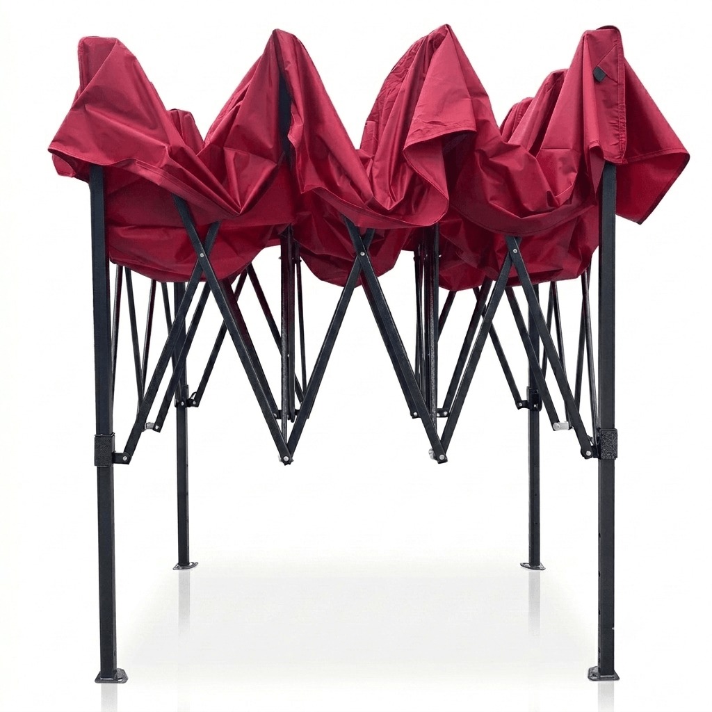 CARPA PARA JARDIN Y EXTERIOR CON TOLDO PLEGABLE DE LONA IMPERMEABLE 3X3 METROS COLOR ROJO - 3