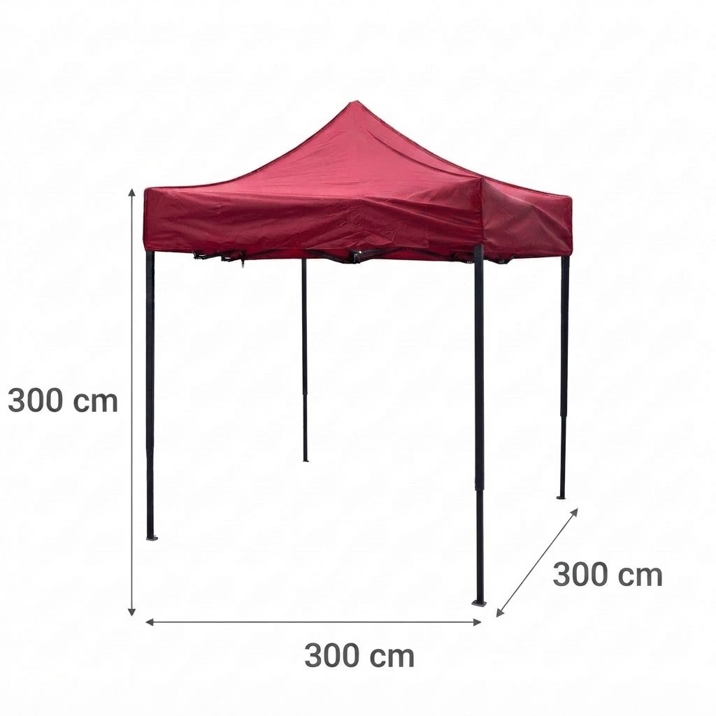 CARPA PARA JARDIN Y EXTERIOR CON TOLDO PLEGABLE DE LONA IMPERMEABLE 3X3 METROS COLOR ROJO - 5