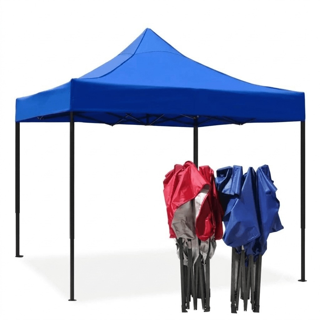 CARPA PARA JARDIN Y EXTERIOR CON TOLDO PLEGABLE DE LONA IMPERMEABLE 3X3 METROS COLOR AZUL - 1