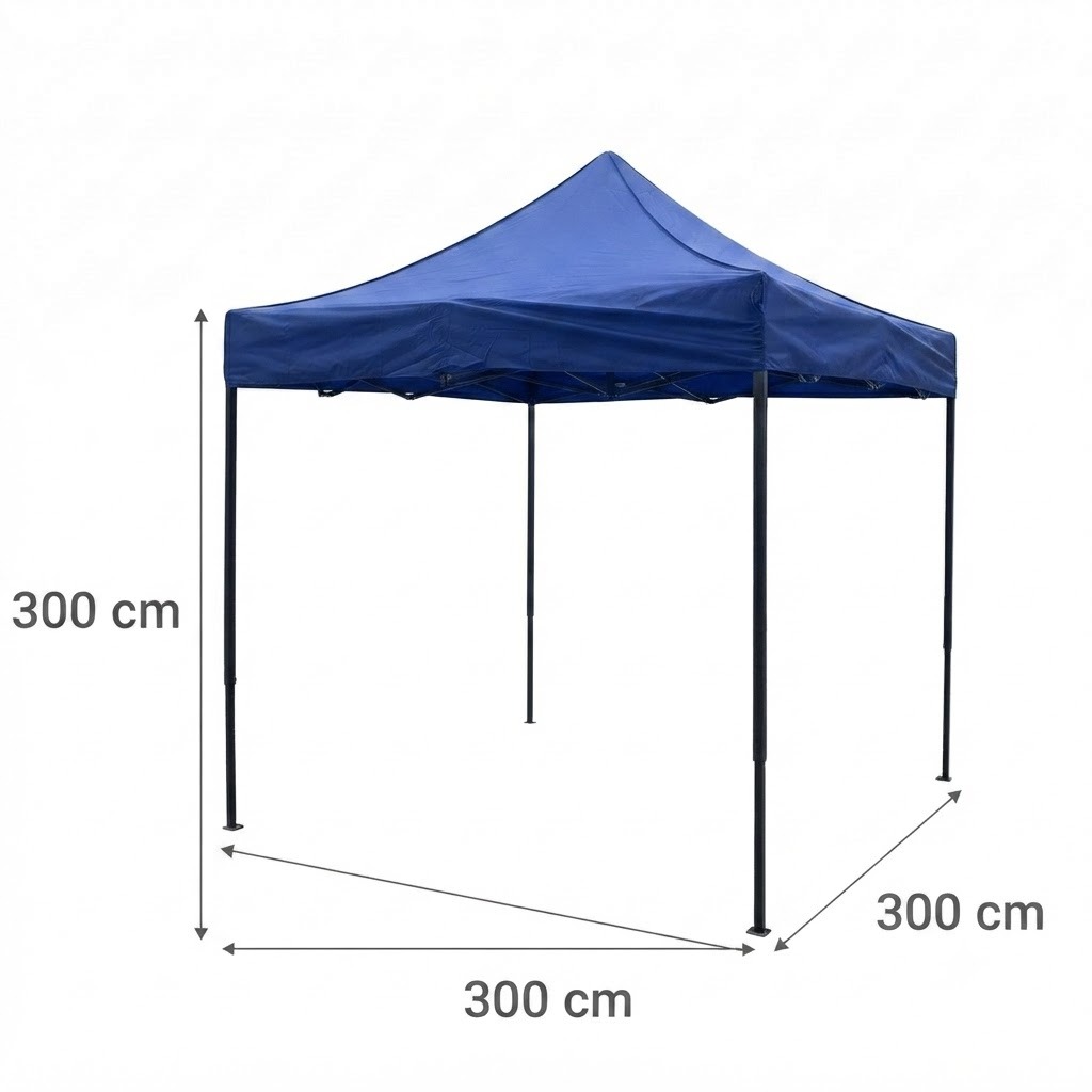 CARPA PARA JARDIN Y EXTERIOR CON TOLDO PLEGABLE DE LONA IMPERMEABLE 3X3 METROS COLOR AZUL - 4