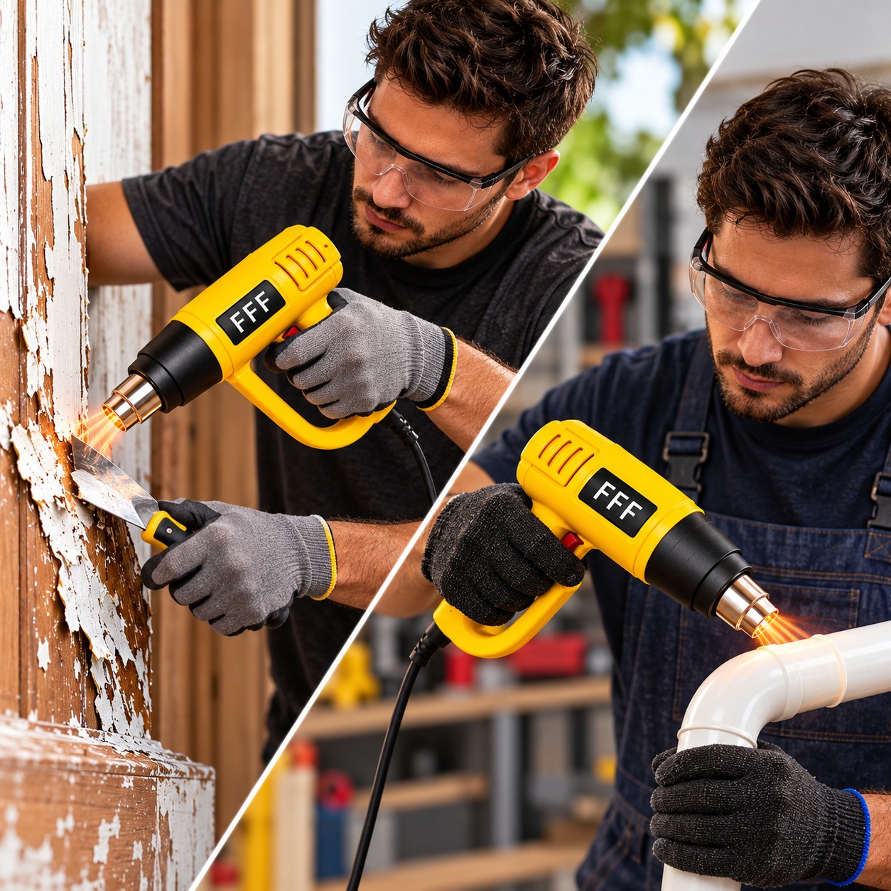 PISTOLA DE CALOR PROFESIONAL 2000W 60°C-600°C AMARILLA PARA QUITAR PINTURA, DOBLAR PVC FFF - 4