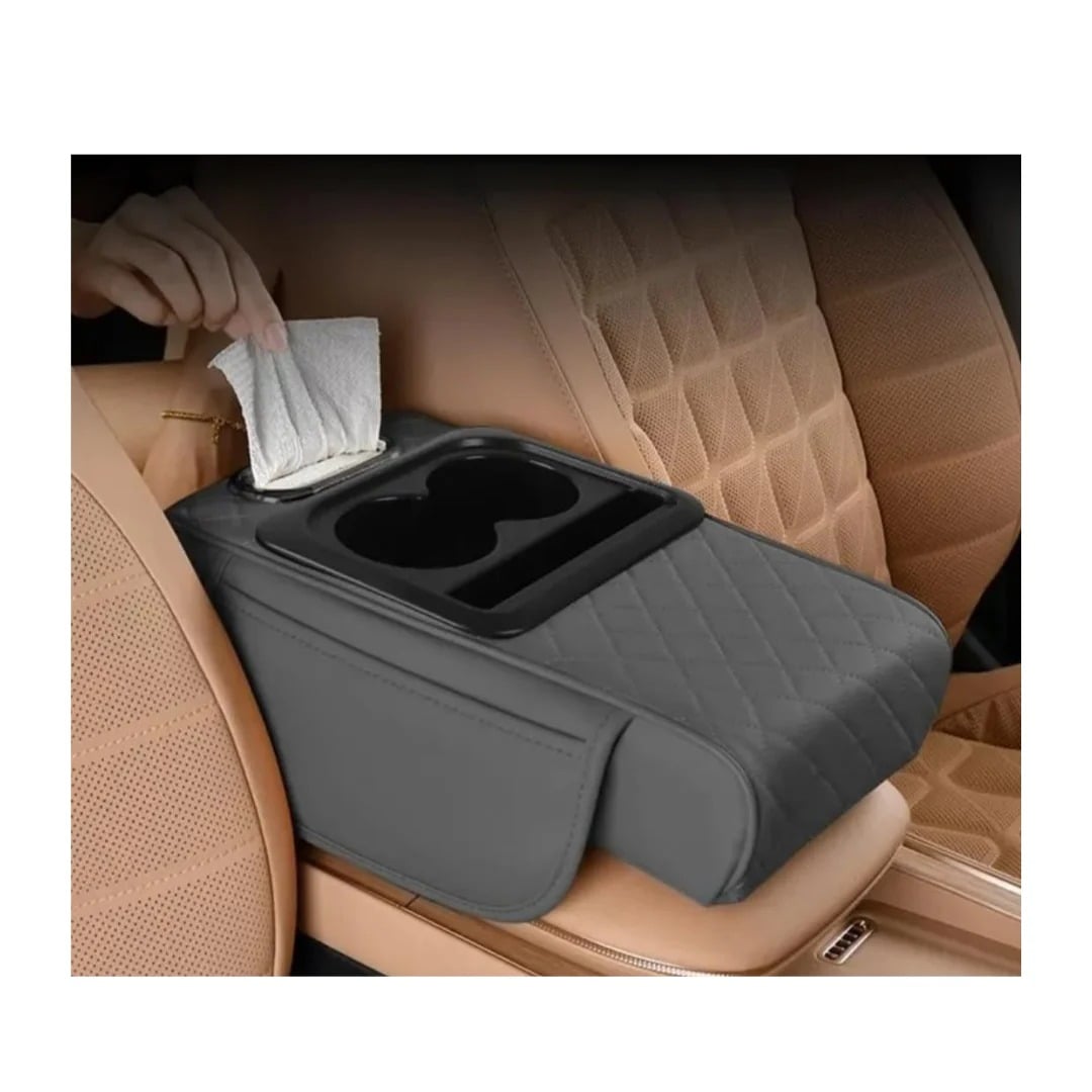 APOYABRAZOS PARA AUTO ORGANIZADOR MULTIFUNCIONAL CON PORTAVASOS PORTAPAÑUELOS Y PORTATELEFONO - 4