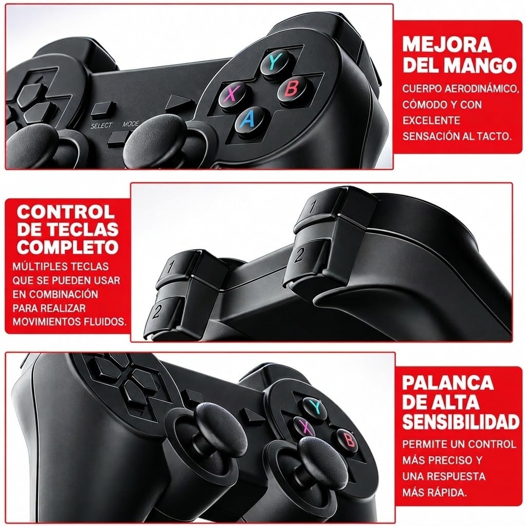 CONSOLA DE VIDEOJUEGOS GAME STICK X2 30000 JUEGOS 2 MANDOS INALAMBRICOS RECARGABLES - 3