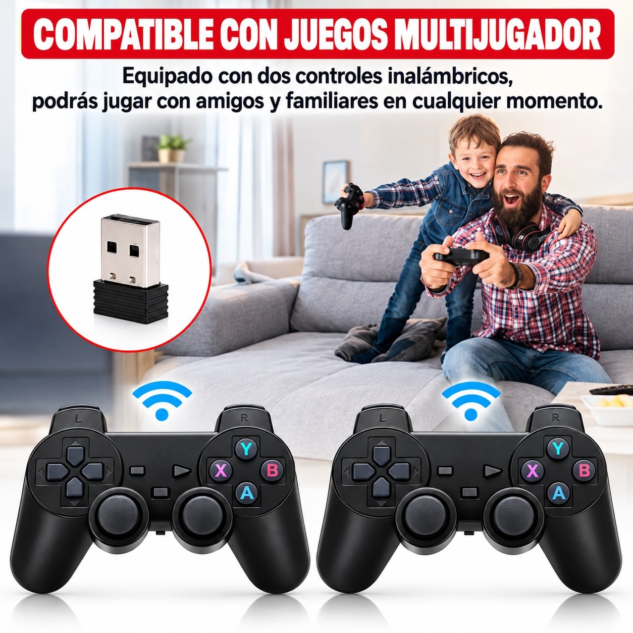 CONSOLA DE VIDEOJUEGOS GAME STICK X2 30000 JUEGOS 2 MANDOS INALAMBRICOS RECARGABLES - 5