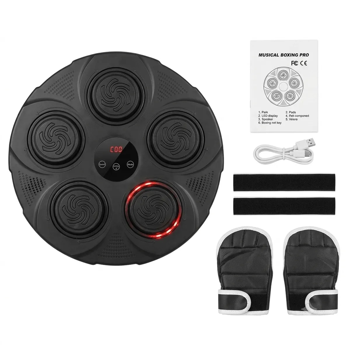 MAQUINA DE BOXEO INTELIGENTE CON MUSICA BLUETOOTH, GUANTES DE ENTRENAMIENTO, LUZ LED. - 4