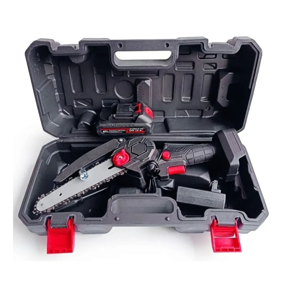 MINISIERRA A CADENA RECARGABLE INALAMBRICA DOBLE BATERIA 48V COLOR NEGRO - 5