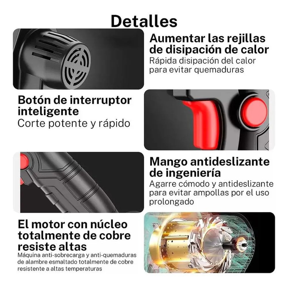 MINISIERRA A CADENA RECARGABLE INALAMBRICA DOBLE BATERIA 48V COLOR NEGRO - 4