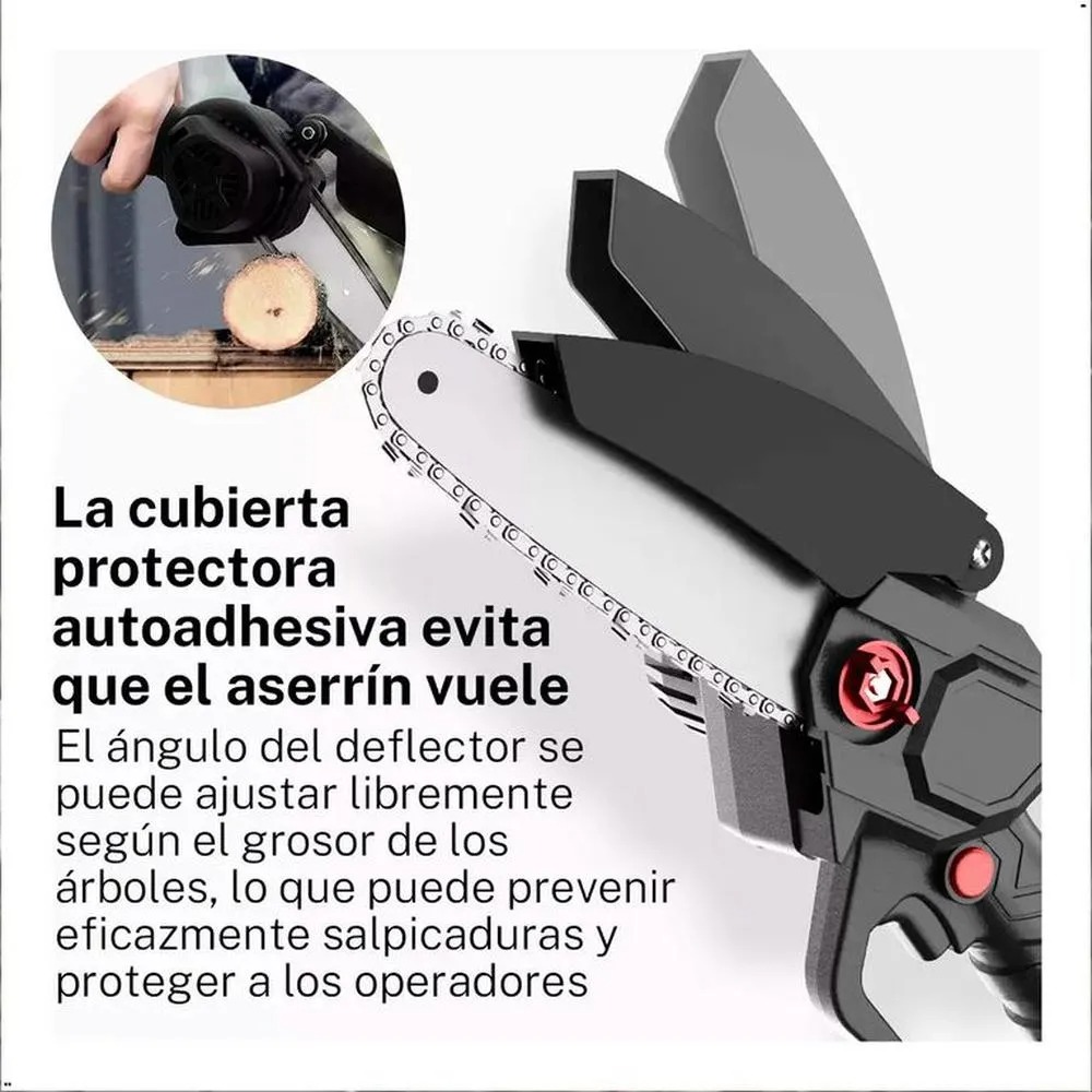 MINISIERRA A CADENA RECARGABLE INALAMBRICA DOBLE BATERIA 48V COLOR NEGRO - 2