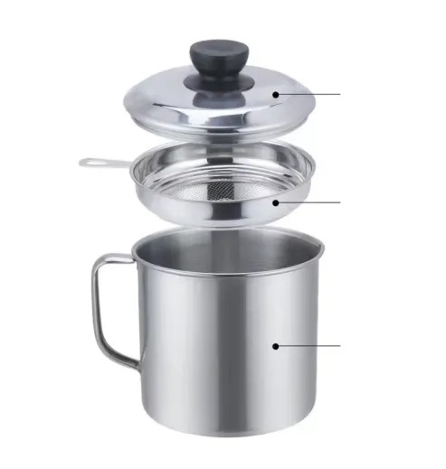 TAZA PARA COLAR ACEITE DE COCINA FILTRO DE ACEITE 1.3L ACERO INOXIDABLE - 4