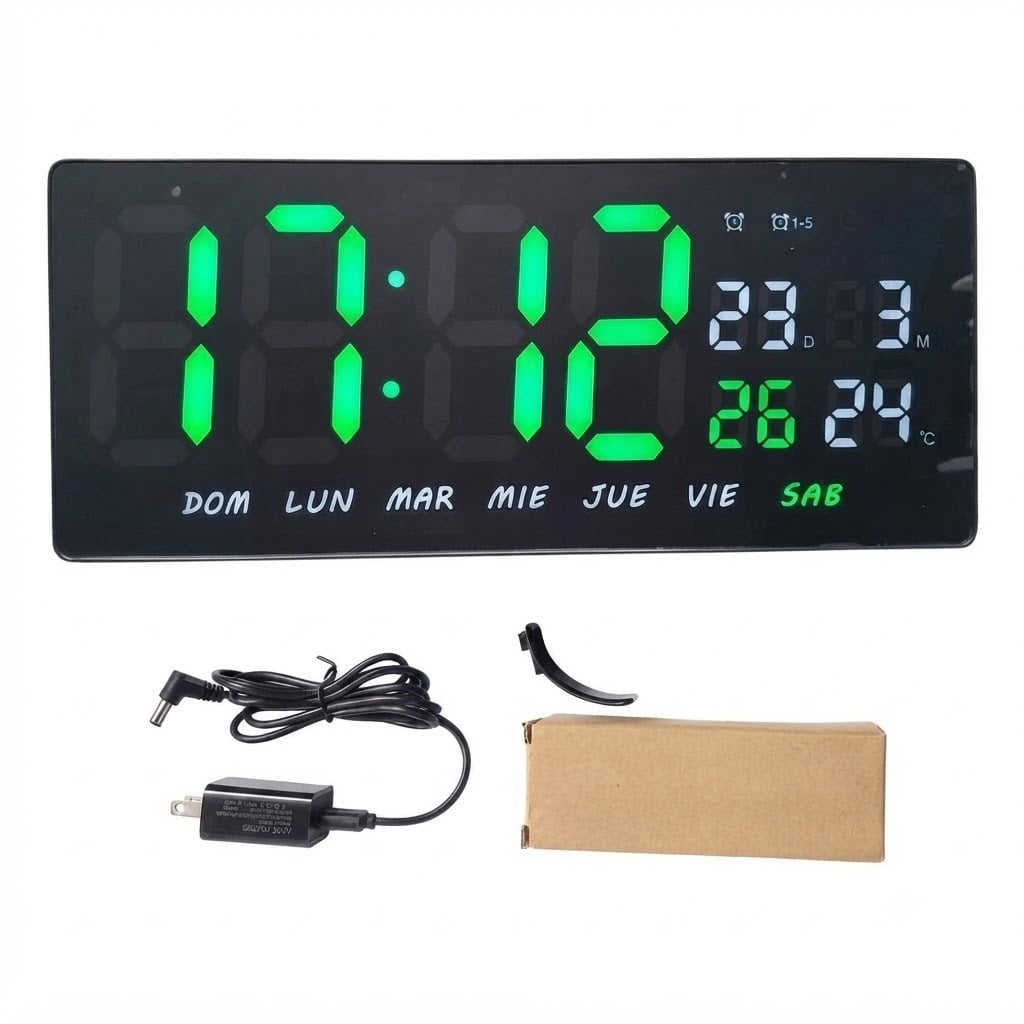 RELOJ DIGITAL LED DE PARED JH-3604 CON TEMPERATURA, CALENDARIO Y ALARMA - 1
