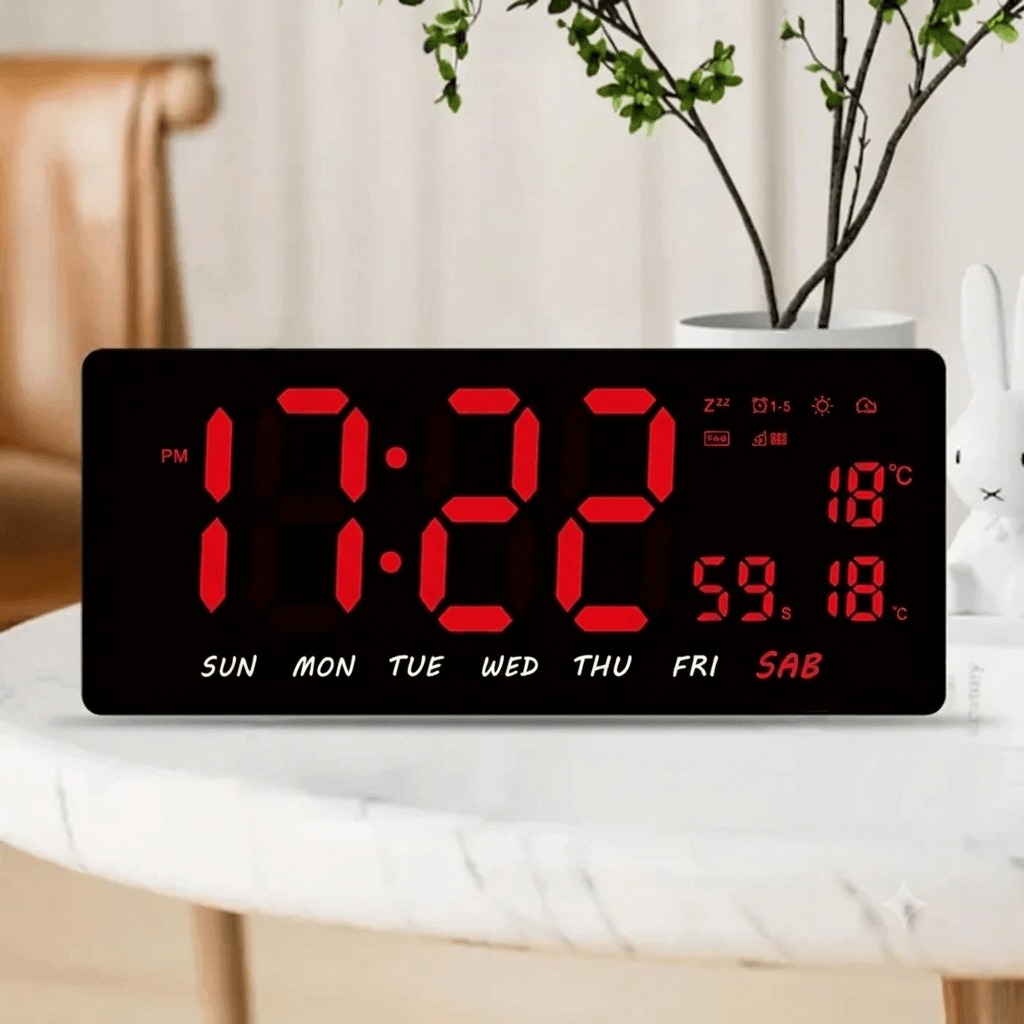 RELOJ DIGITAL LED DE PARED JH-3604 CON TEMPERATURA, CALENDARIO Y ALARMA - 2