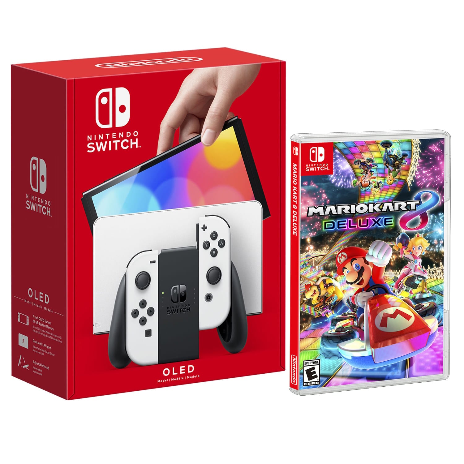 CONSOLA NINTENDO SWITCH OLED BLANCA + MARIO KART 8 DELUXE - 1