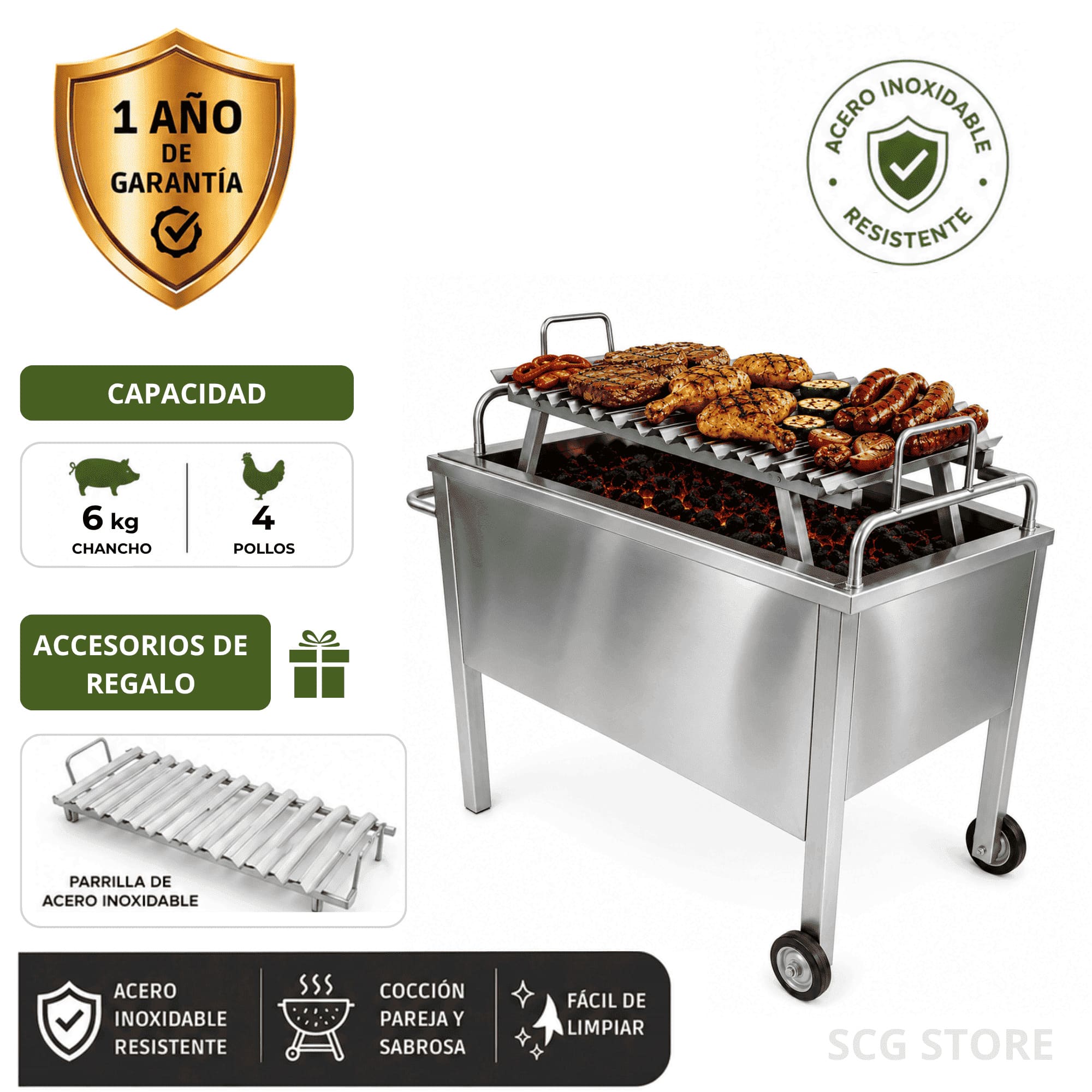 CAJA CHINA PREMIUM ACERO INOXIDABLE 6KG + PARRILLA DE REGALO - 1