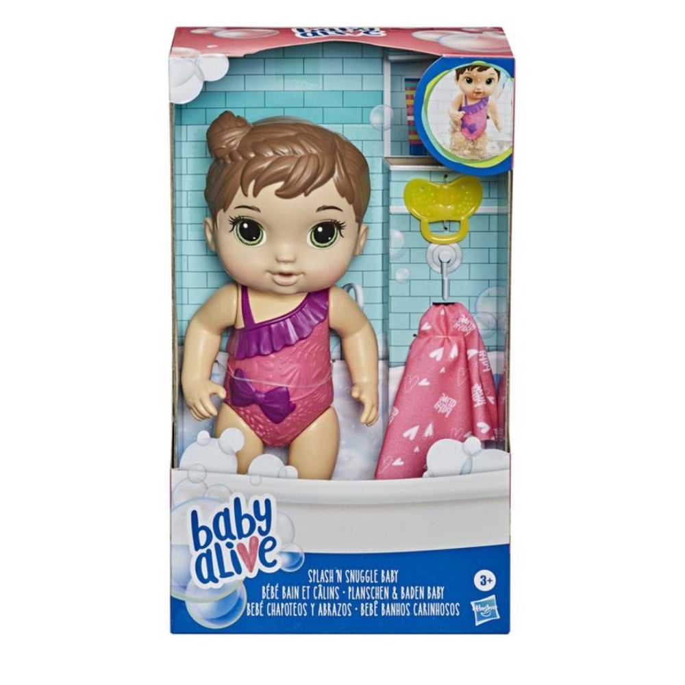 MUÑECA BABY ALIVE BEBÉ CHAPOTEOS Y ABRAZOS  CABELLO CASTAÑO - 1